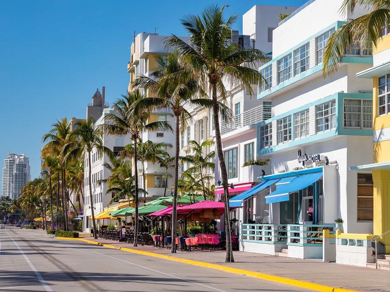 Ocean Drive in the Miami Beach Art Deco Historic District